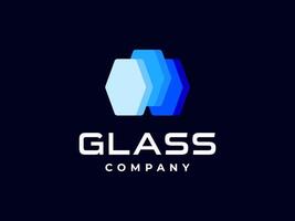 trippel- glas företag logotyp, tre blå kristall glas Arbetar symbol vektor