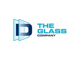 kreativ brev d glas för företag logotyp, brev genom kristall glas Arbetar symbol vektor
