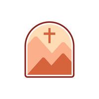 Kirche Logo Design mit 4 montieren und Kreuz Logo vektor