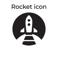 grundläggande svart vektor ikoner med en raket ikon uppsättning
