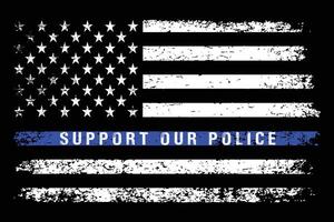 Unterstützung unser Polizei mit USA Flagge Design. vektor