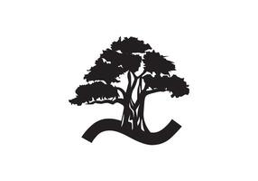 abstrakt en logotyp brev och träd grenar med grön, svart, vit. träd brev design med minimalistisk kreativ stil. vektor