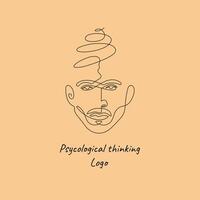 einer Linie Vektor Mann Logo psychologisch Denken Psychologie Gehirn Logo