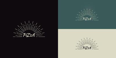 Hipster Pizza Scheibe zum Jahrgang rustikal retro Jahrgang Pizzeria Restaurant Bar Bistro vorgestellt mit mehrere Hintergrund Farben. das Logo ist geeignet zum schnell Essen und Restaurant Logo Design Inspiration vektor