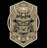 Vektor Illustration von Gorilla Kopf mit Samurai Helm