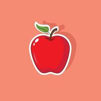 vektor illustration äpple klistermärke, röd äpple emblem