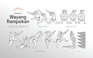 isolerat wayang rampokan översikt illustration indonesien skugga marionett kultur vektor