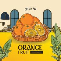 tropisch Obst Orange Illustration mit Küche Hintergrund vektor