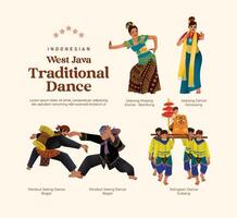 isolerat indonesiska kultur väst java dansa illustration cell skuggad stil vektor