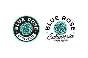 Echeveria von Blau Rose Sukkulenten Logo Design zum Pflanze Geschäft und Liebhaber Geschäft vektor