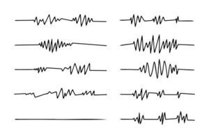klotter grafik av hjärtslag, ljud symboler och jordbävningar. vektor