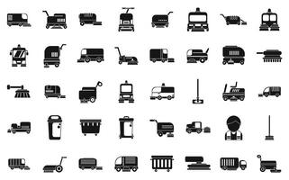 sopmaskin ikoner uppsättning enkel vektor. gata lastbil maskin vektor