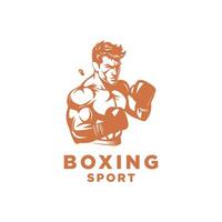 ai generiert muskulös Boxer Logo mit Boxen Ring Hintergrund - - Boxen Emblem, Logo Design, Illustration auf Weiß Hintergrund vektor