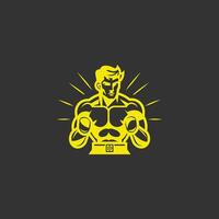 ai generiert muskulös Boxer Logo mit Boxen Ring Hintergrund - - Boxen Emblem, Logo Design, Illustration auf Weiß Hintergrund vektor