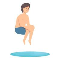 Junge Schwimmbad springen Symbol Karikatur Vektor. Party Meer vektor