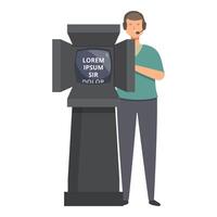 Nachrichten Produktion Teleprompter Symbol Karikatur Vektor. Medien Gastgeber vektor