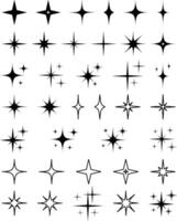 retro funkeln Sterne Symbole Mitte Jahrhundert modern funkeln Sterne Clip Kunst bündeln Star himmlisch Vektor atomar Starburst mcm Formen einstellen atomar Alter Raum Alter y2k 1950er Jahre 1960er Jahre Jahrgang Scrapbooking