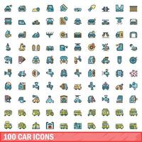 100 Auto Symbole Satz, Farbe Linie Stil vektor