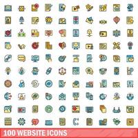 100 Webseite Symbole Satz, Farbe Linie Stil vektor