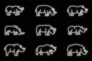 Nashorn-Symbole setzen Vektor-Neon vektor