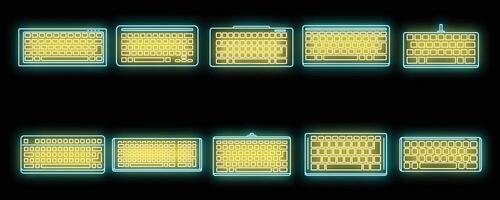 Arbeit Tastatur Symbole einstellen Vektor Neon-