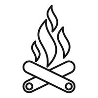 Natur Lagerfeuer Symbol Gliederung Vektor. draussen Abenteuer vektor