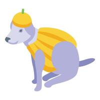 Kürbis Hund Kostüm Symbol isometrisch Vektor. Halloween klein vektor