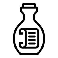 Papier Botschaft Flasche Symbol Gliederung Vektor. Papier Kork vektor