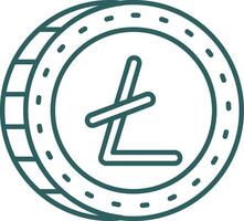 litecoin linje lutning grön ikon vektor