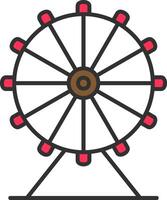 ferris hjul linje fylld ljus cirkel ikon vektor