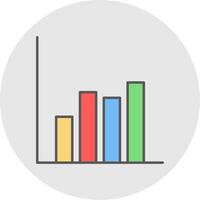 Bar Diagramm Linie gefüllt Licht Kreis Symbol vektor