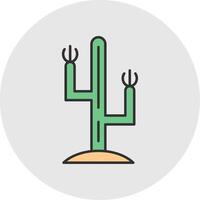 kaktus linje fylld ljus cirkel ikon vektor
