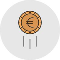 euro tecken linje fylld ljus cirkel ikon vektor