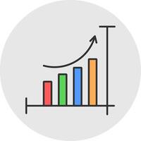 Bar Diagramm Linie gefüllt Licht Kreis Symbol vektor