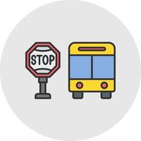 Bus halt Linie gefüllt Licht Kreis Symbol vektor