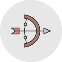 bågskytte linje fylld ljus cirkel ikon vektor
