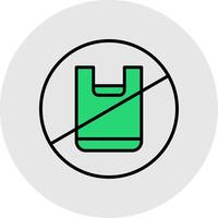 Nein Plastik Tasche Linie gefüllt Licht Kreis Symbol vektor