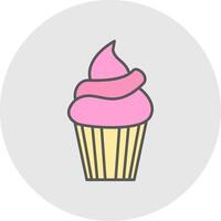 Cupcake Linie gefüllt Licht Kreis Symbol vektor