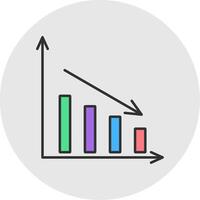 Bar Diagramm Linie gefüllt Licht Kreis Symbol vektor