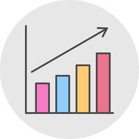 Bar Diagramm Linie gefüllt Licht Kreis Symbol vektor