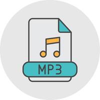 mp3 Linie gefüllt Licht Kreis Symbol vektor