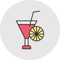 cocktail linje fylld ljus cirkel ikon vektor