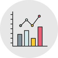 Bar Diagramm Linie gefüllt Licht Kreis Symbol vektor