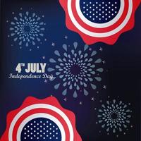 4. Juli USA Unabhängigkeitstag Feier mit Flagge in Spitze vektor