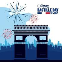 Happy Bastille Day Feier mit Triumphbogen vektor