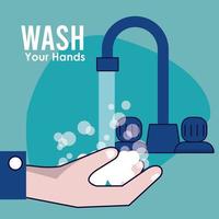 tvätta händerna kampanjaffisch med vattenkran vektor