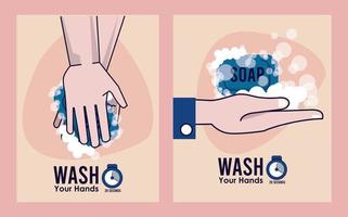 tvätta händerna kampanjaffisch med tvål vektor
