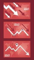 ekonomisk recession infographic med pilar och jorden kartor vektor