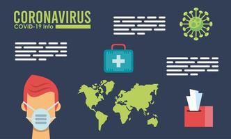 Corona-Virus-Infografik mit Person mit medizinischer Maske vektor