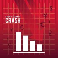 börskrasch med nedåtpilar och statistikstaplar vektor